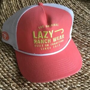 LAZY J Ranch Wear Coral & White Trucker Hat